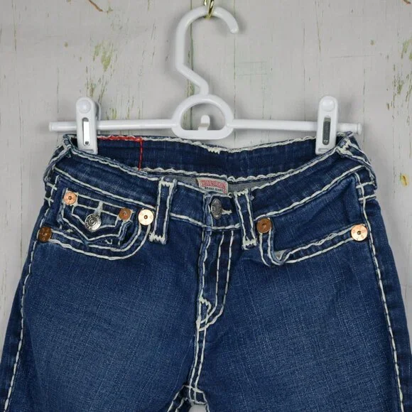 True Religion Girl’s Jeans Size 14 White Stitching - Picture 2 of 5